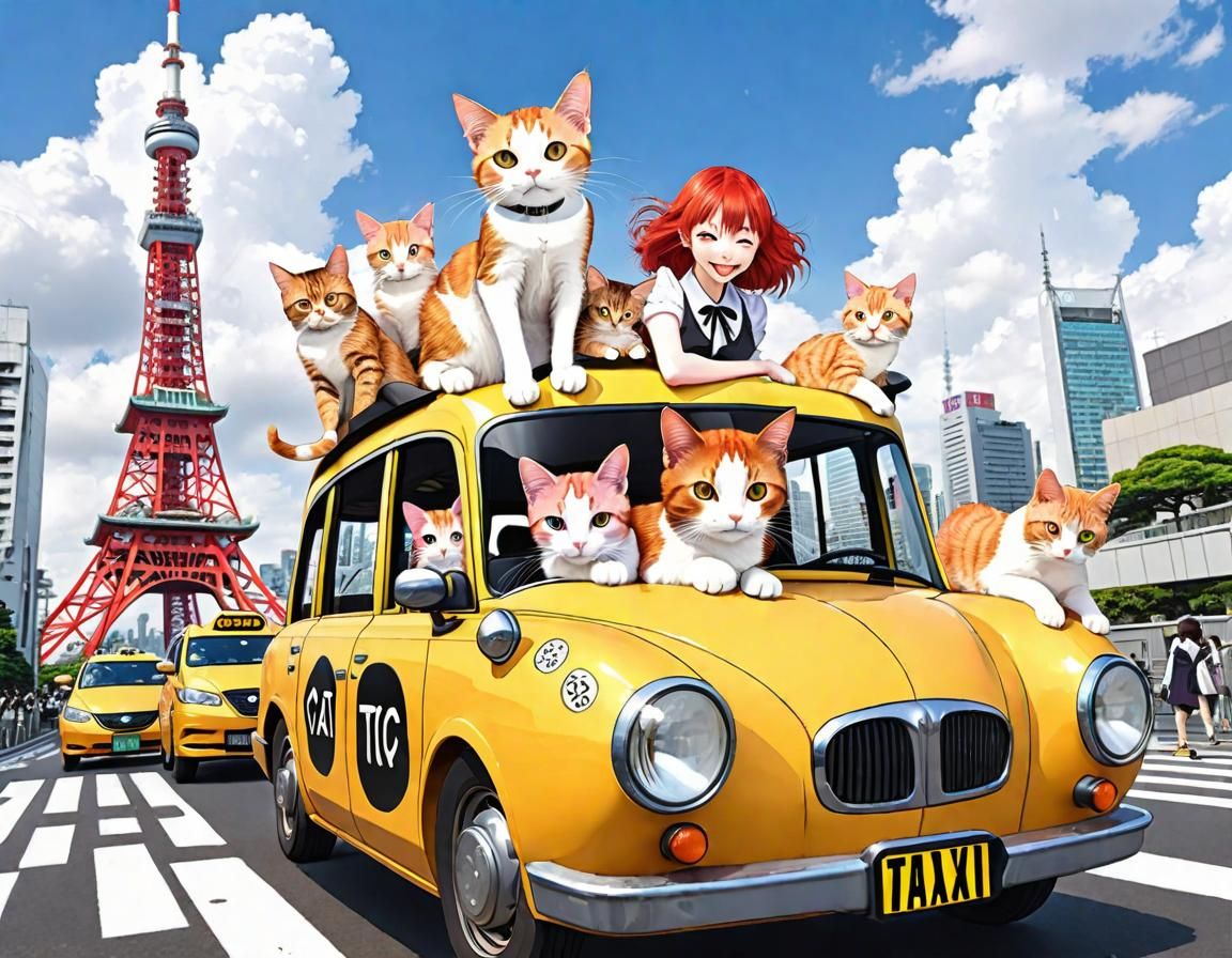 Cute Cat Taxi 2 - AI Generated Artwork - NightCafe Creator