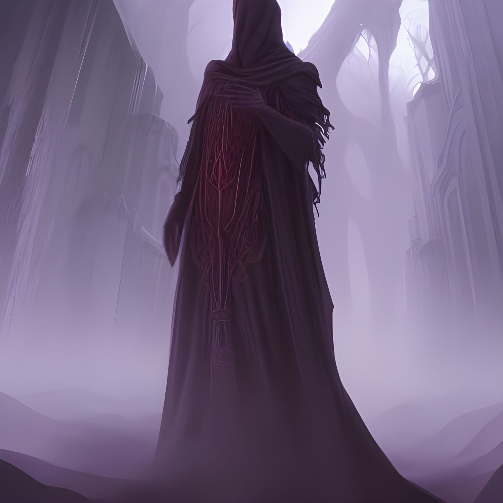 tall and slender. cloak. Their features are obscured by shad...