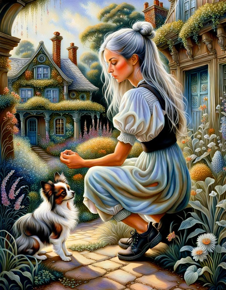 A girl and her papillon