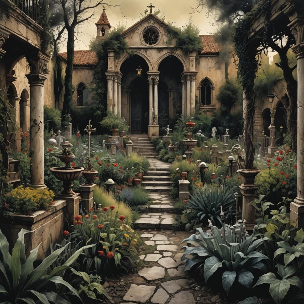 gothic haunted Mediterranean garden horror