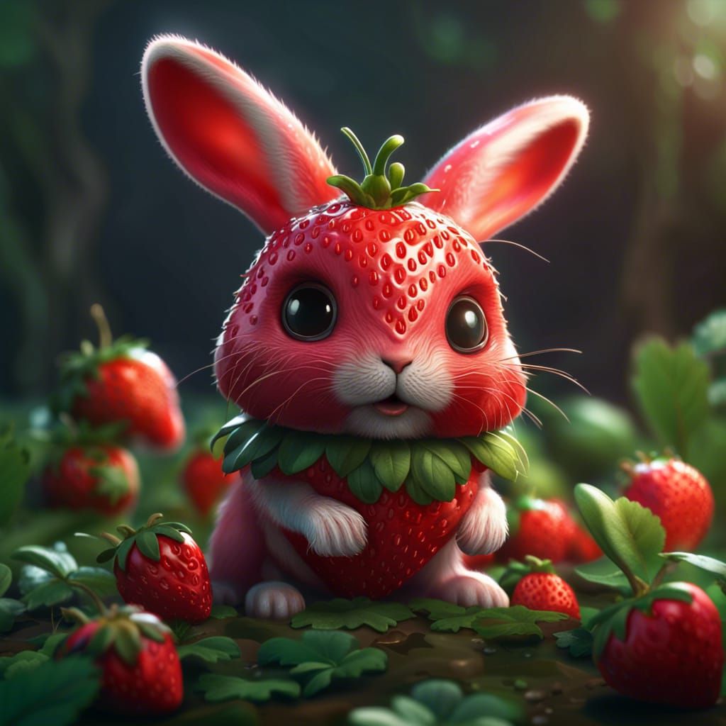 CUTE RABBIT THAT LOOKS LIKE A STRAWBERRY - AI Generated Artwork ...