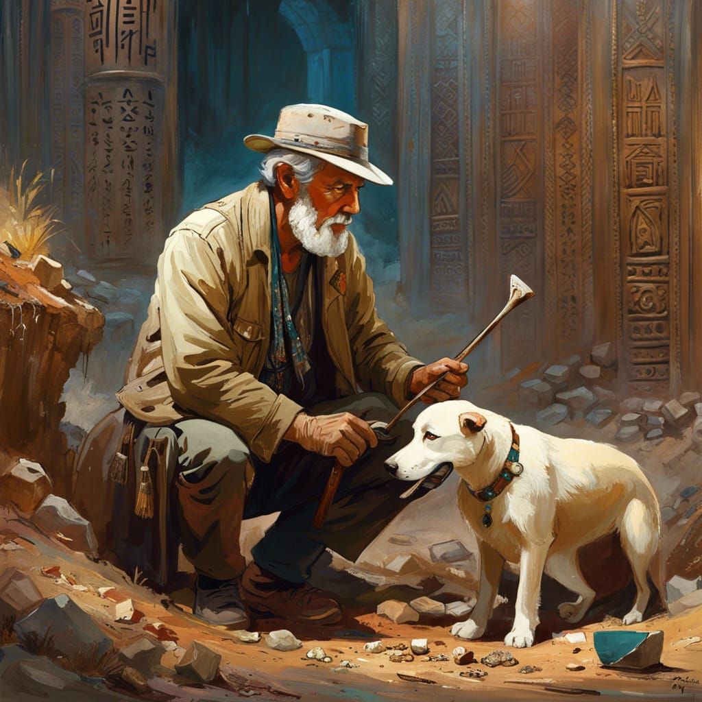 Archaeologist and His Companion Finding Something New  by @MangoWifi831