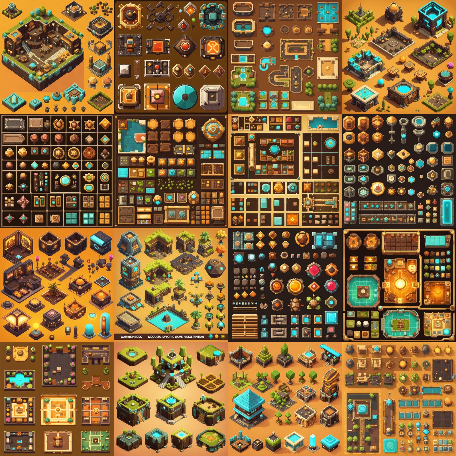 modular orthographic overhead top-down game assets & tileset...