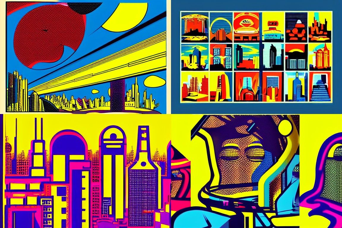 Sci-fi city in the style of Pop art