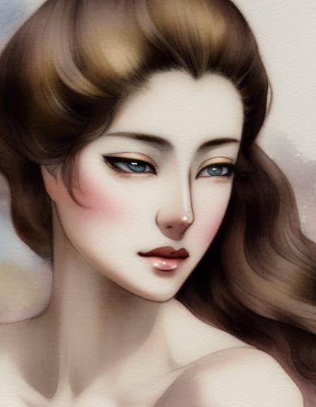 anime concept art,close up portrait sensual and playful beau...