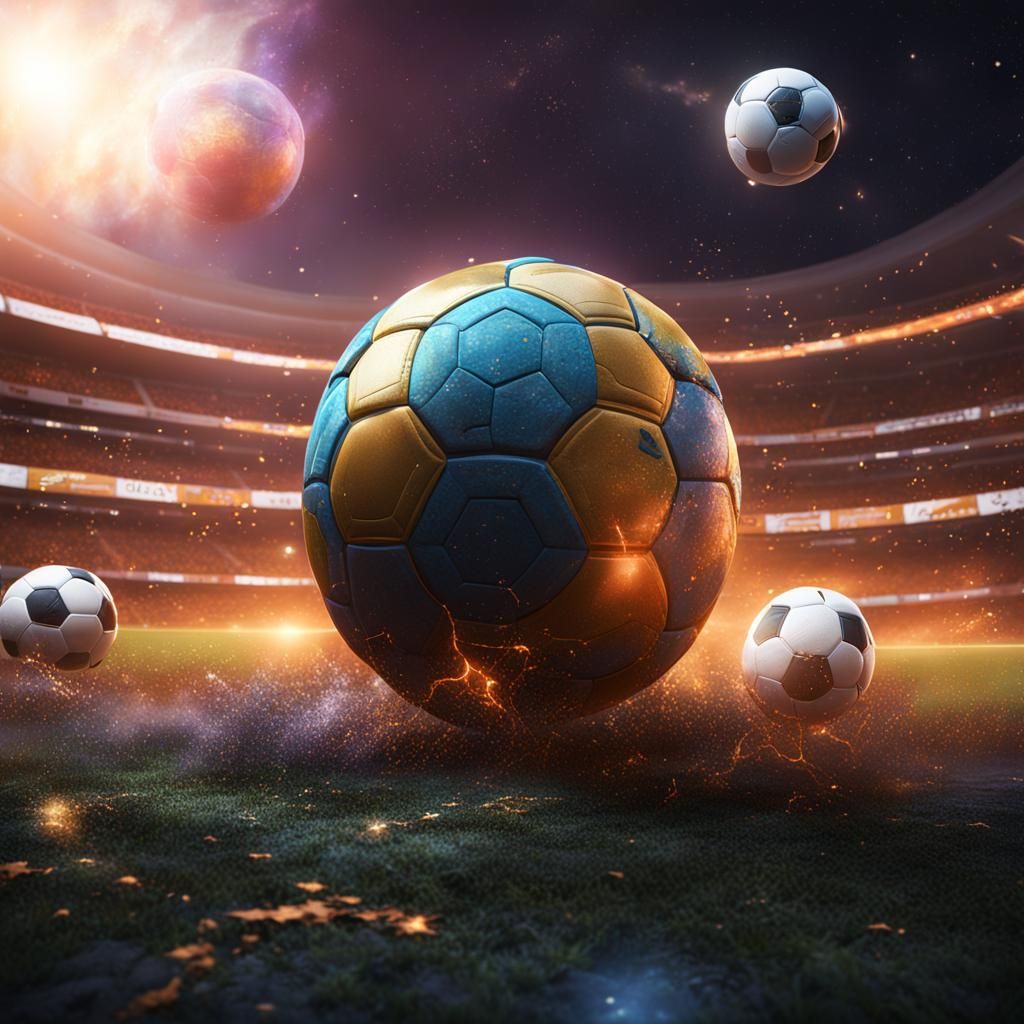 soccer small goal but big ball in space