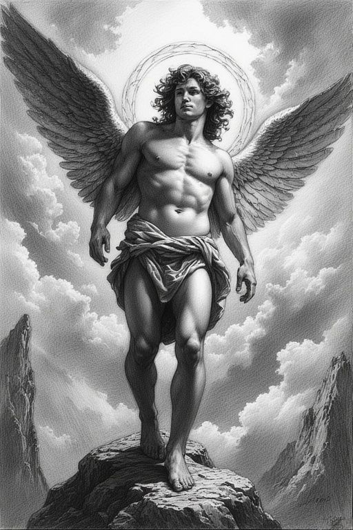 D'ANGELO IN A HEAVENLY LANDSCAPE.