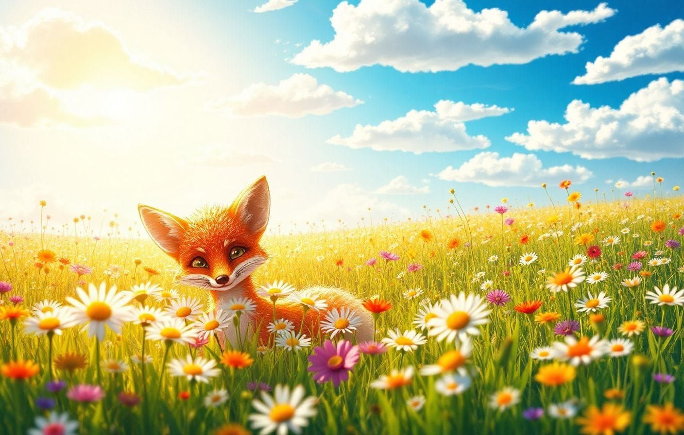 Fox and flowers
