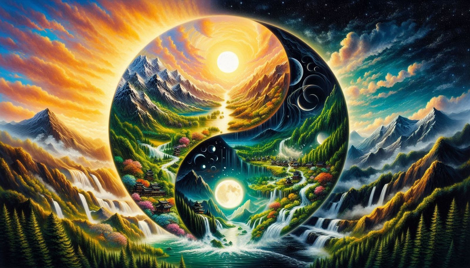 Sun and moon yin yang