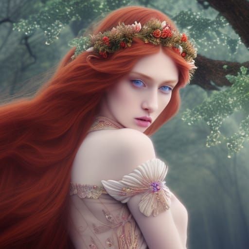 Elegant Hyper-Realistic Portrait of a Princess Goddess in a....