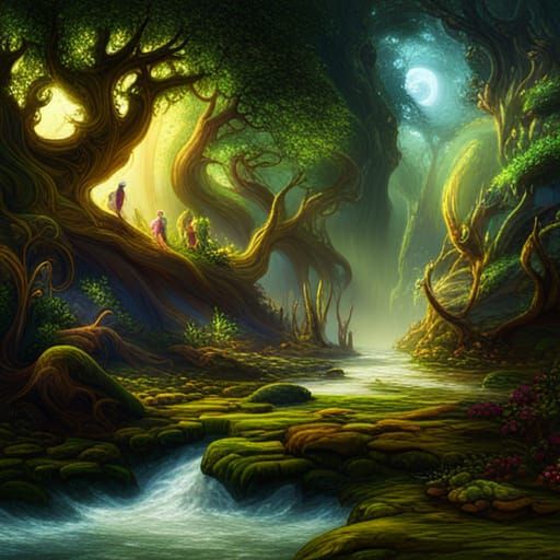 fairies' in a fabulous fantastical forests filled with trees ...