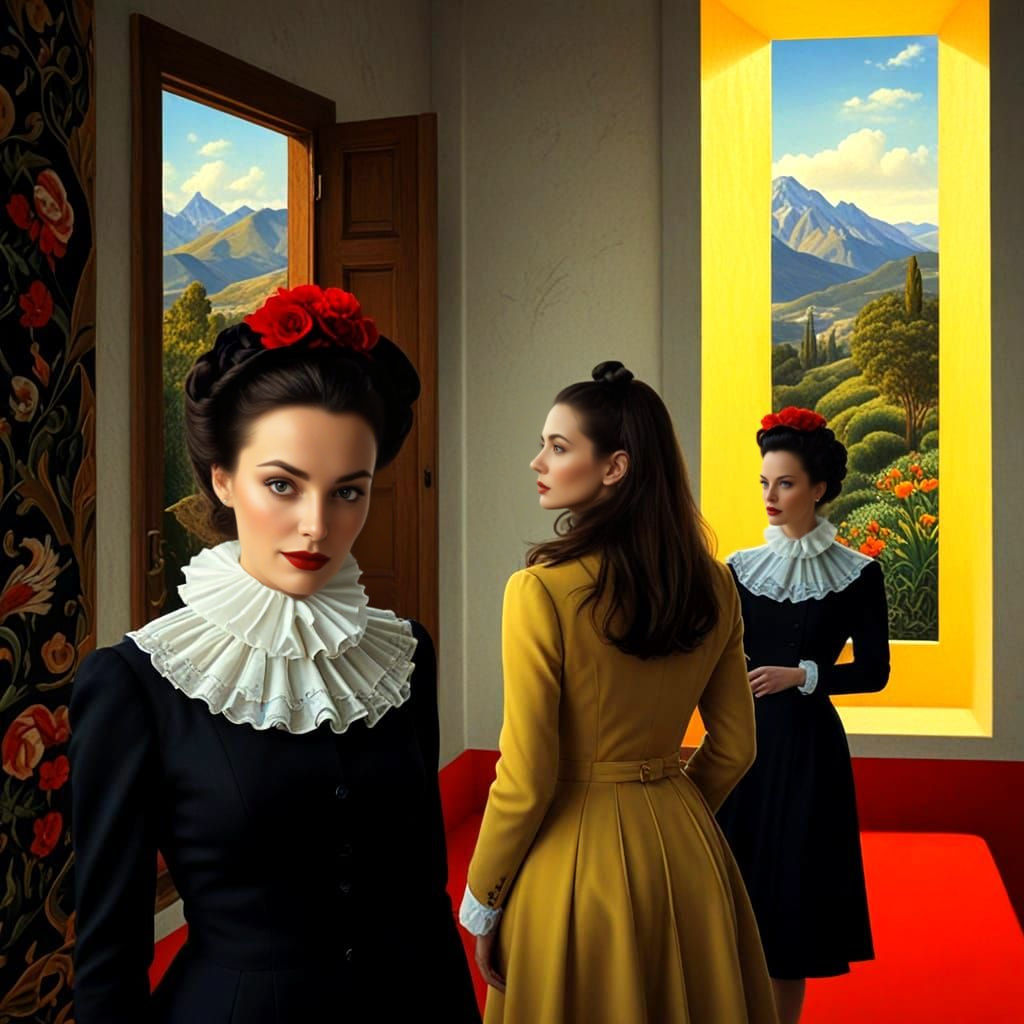 Surrealistic Ladies in Vibrant, Extravagant Attire