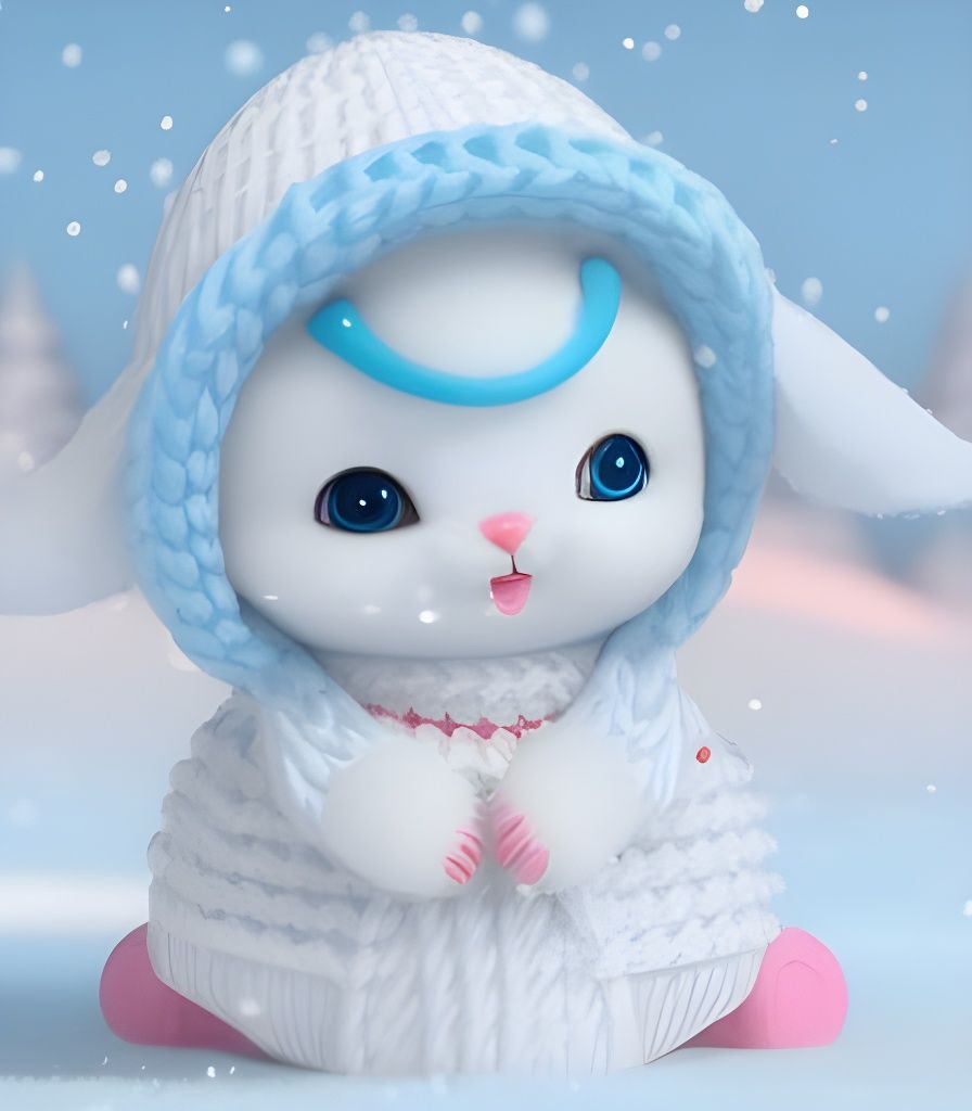 Chibi bunny bundled for the snow