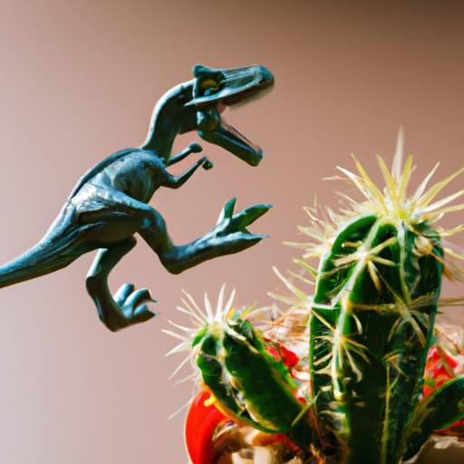 realistic T-Rex dinosaur jumping over a cactus like Chrome Dino game,  aesthetic Epic cinematic brilliant stunning intricate me - AI Generated  Artwork - NightCafe Creator