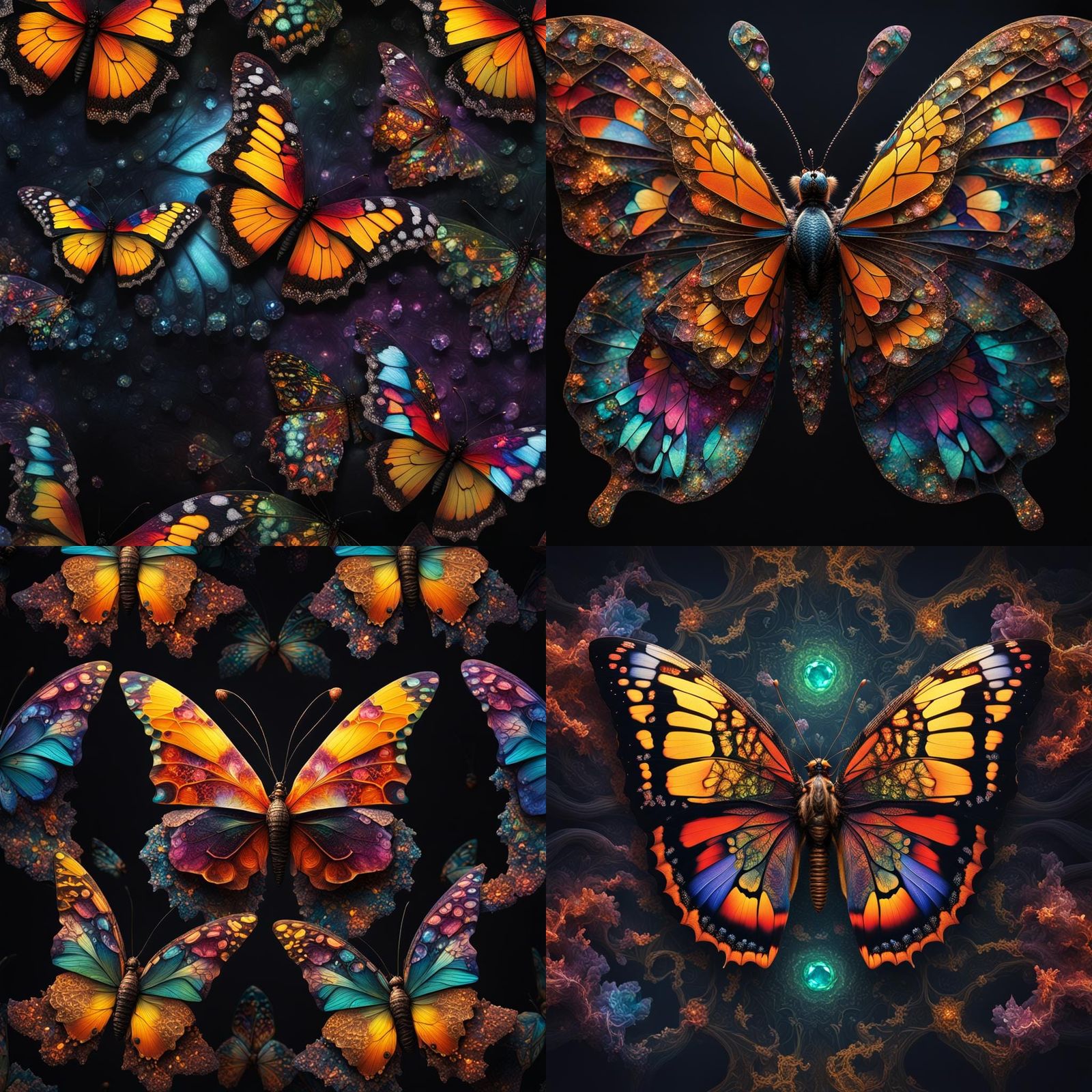 A scientific photograph of a fractalline butterfly with rich...