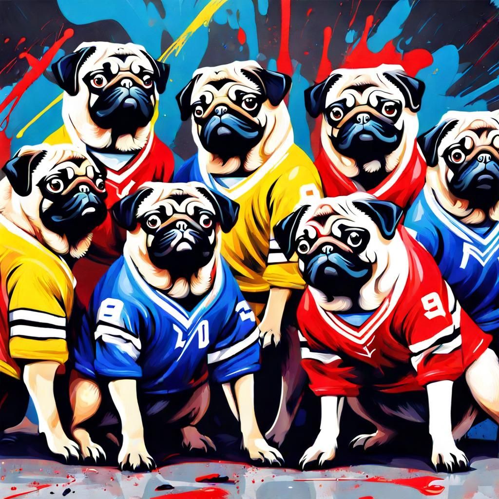 Pug team - AI Generated Artwork - NightCafe Creator