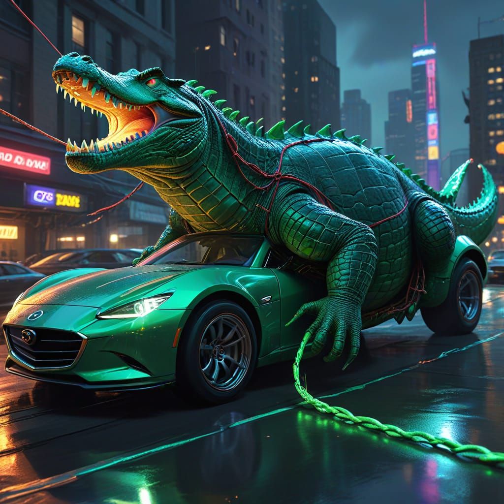 Crocodile Car Rescue: Spiderman in Comic Book Style