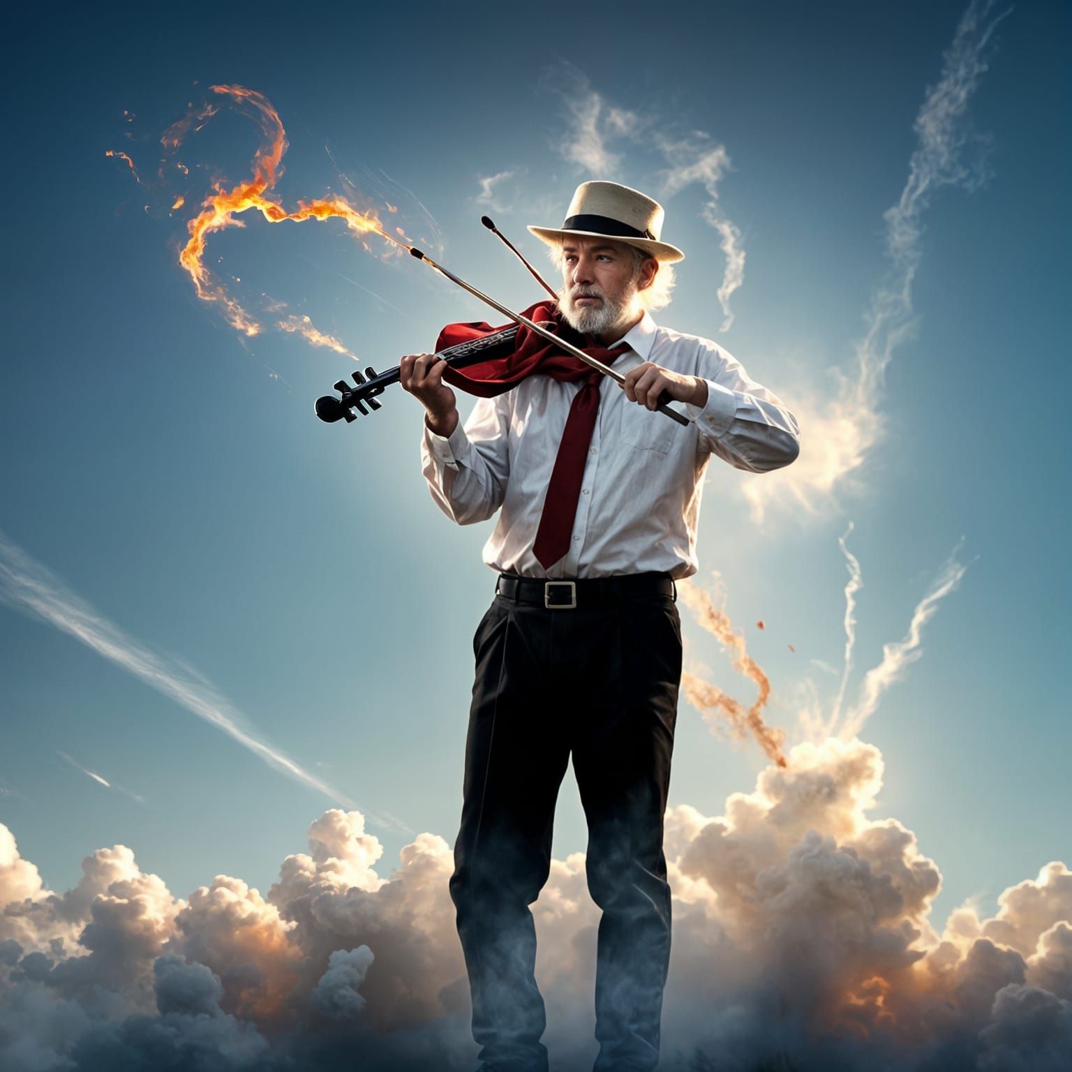 Jewish Man Plays Violin in Detailed Digital Painting