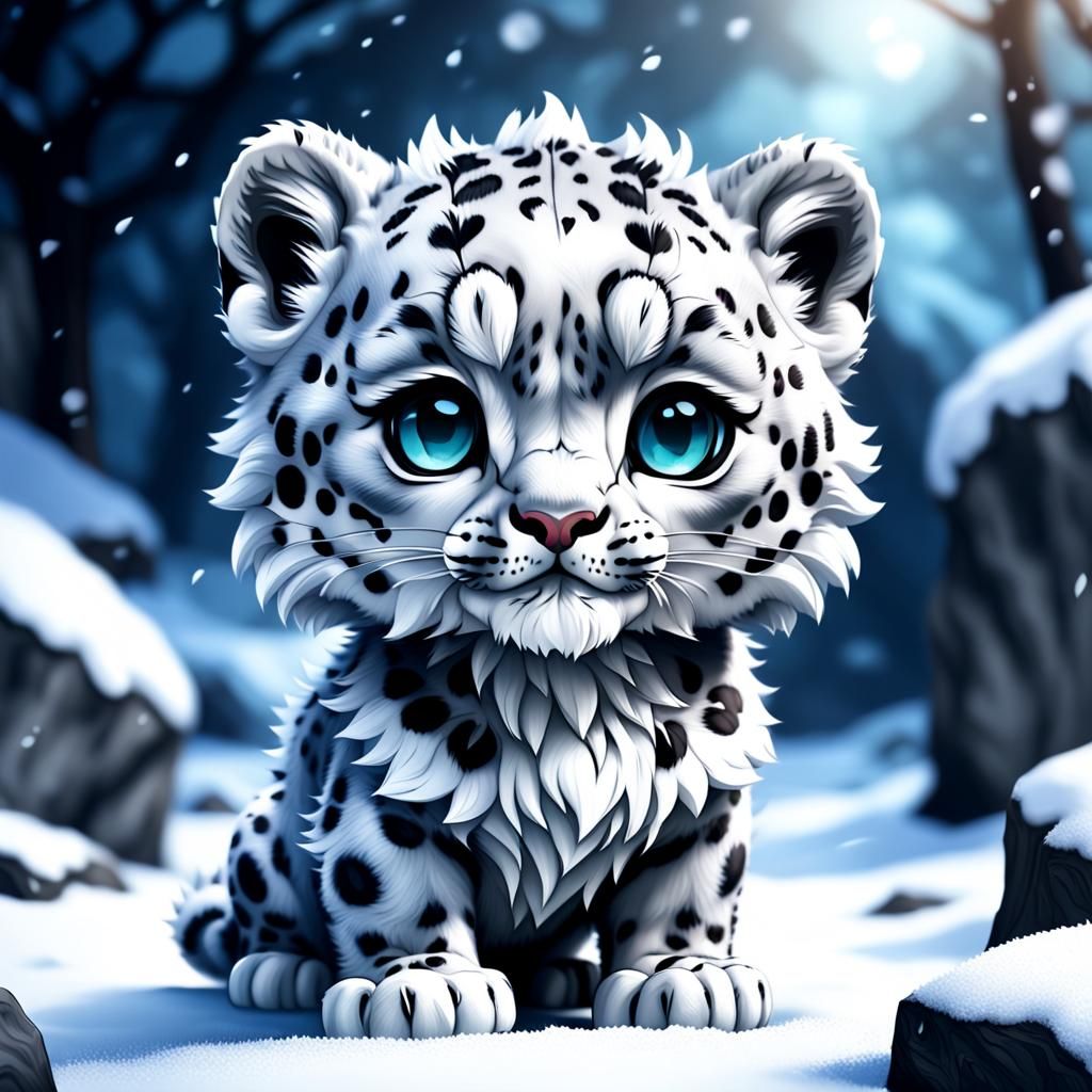 chibi kawaii snow leopard - AI Generated Artwork - NightCafe Creator