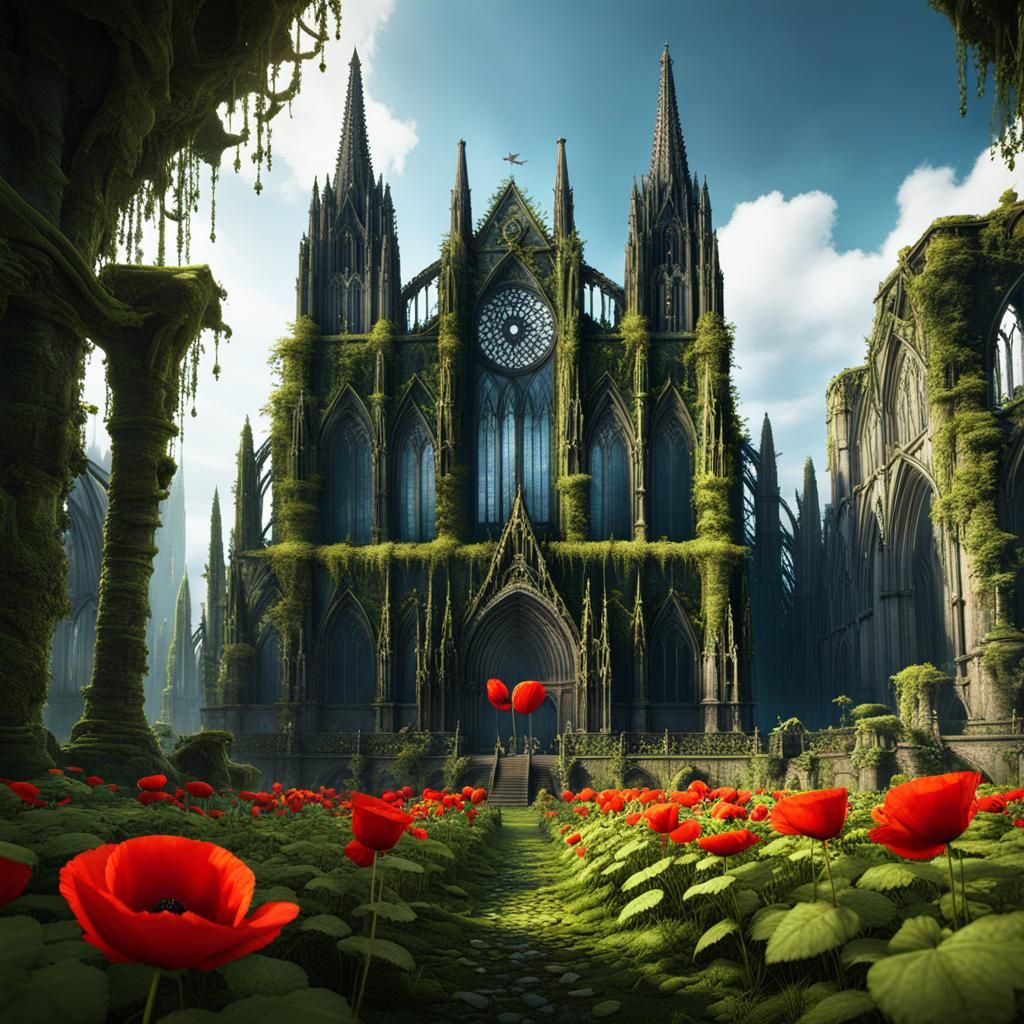 Overgrown Cologne Cathedral covered in vines and moss Ruins ...