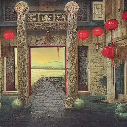 Surreal Red Dragon Sacrifice Ceremony in Matte Oil