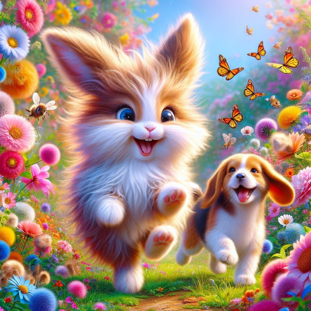 Bun Bun, Beagle, Bees and Butterflies  by @Arisiin