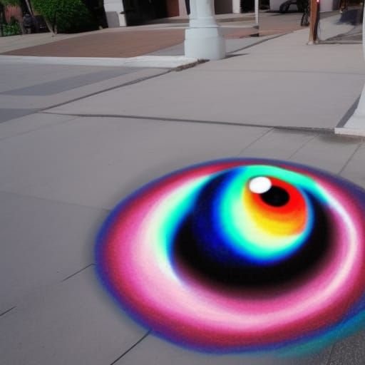 3D Optical Illusion Sidewalk Painting of Holographic 3D Eyeb...