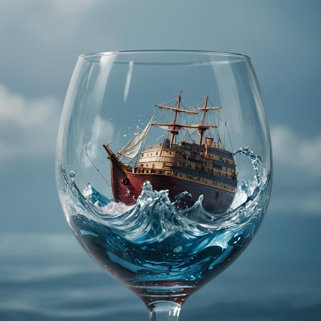 Ship in a Glass: Macro Photorealistic Digital Art