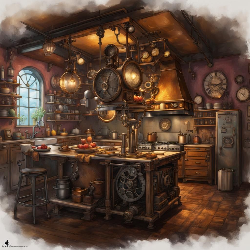 Steampunk Kitchen AI Generated Artwork NightCafe Creator   FByDjERyfWwYn31ImIo5  1  40mth 