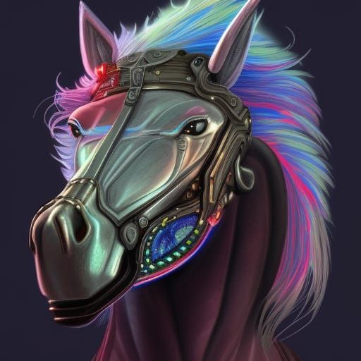 A majestic rainbow silver plated highly detailed armored , 8...