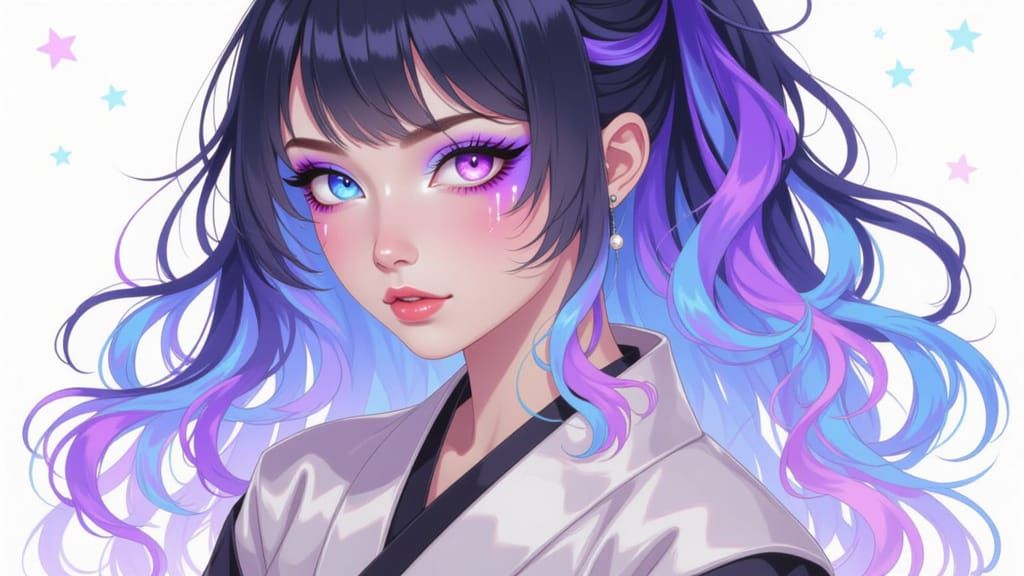 <lora:Radiance:1.0> A female with flowing hair and heterochromia,