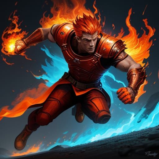 Dynamic Concept Art of a Runner Fueled by Fiery Ambition
