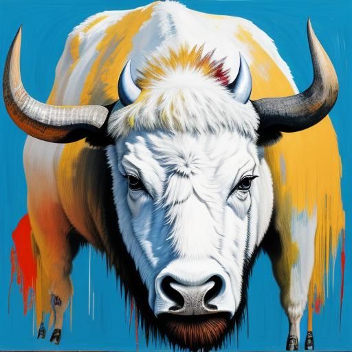 white bison by Jean-Michel Basquiat