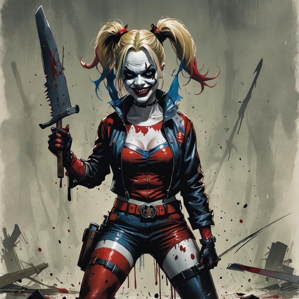 Harley Quinn as a slasher killer - AI Generated Artwork - NightCafe Creator