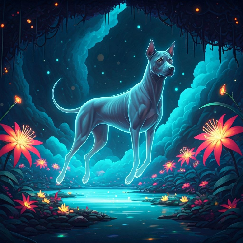 Ethereal Thai Ridgeback Spirit in Bioluminescent Paradise