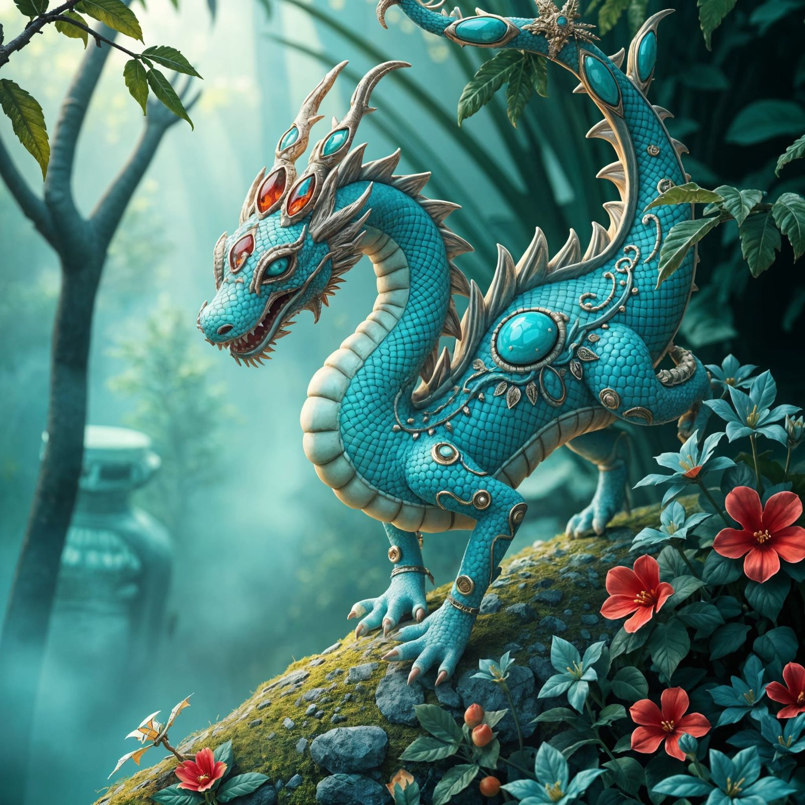 Turquoise dragon  by @Laevos