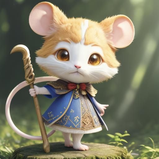 Chibi Mouse in Mystical Forest: 3D Disney-Pixar Style