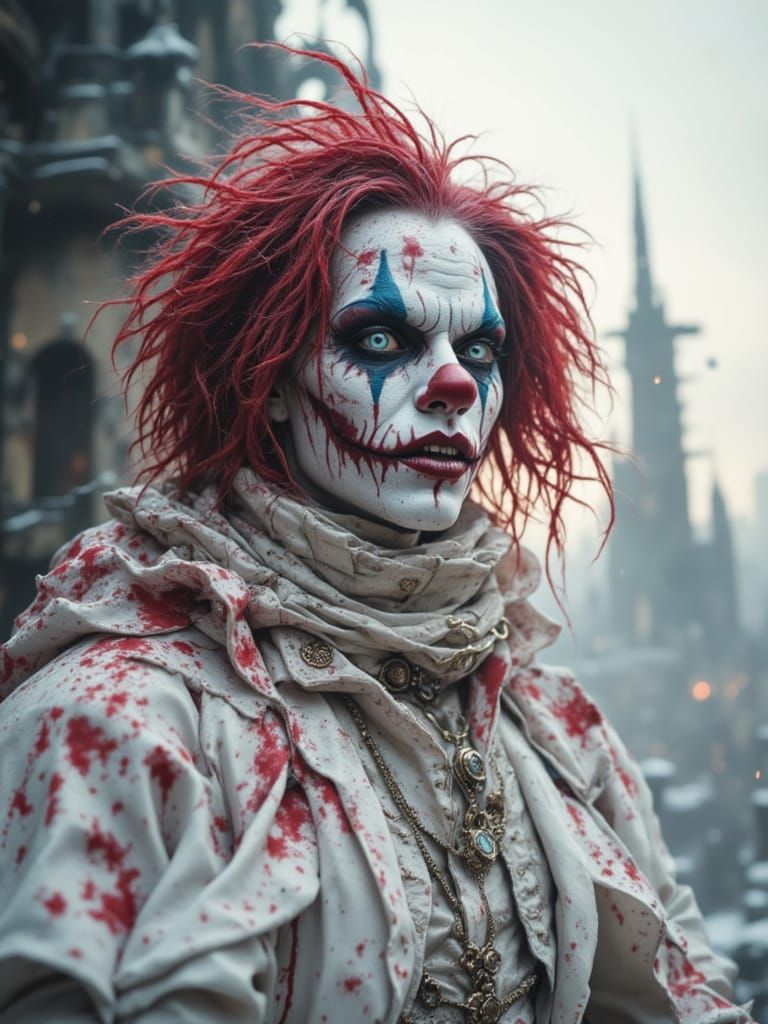 Terrifying Clown King in Snowy Monster World