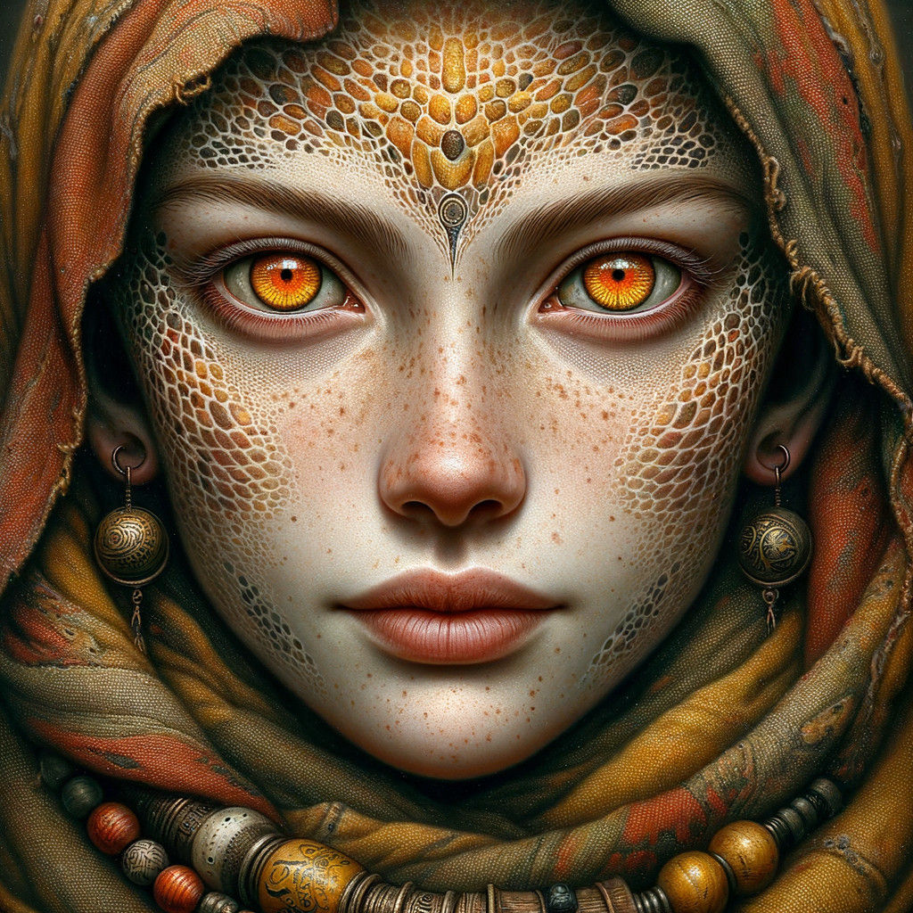 striking orange eyes