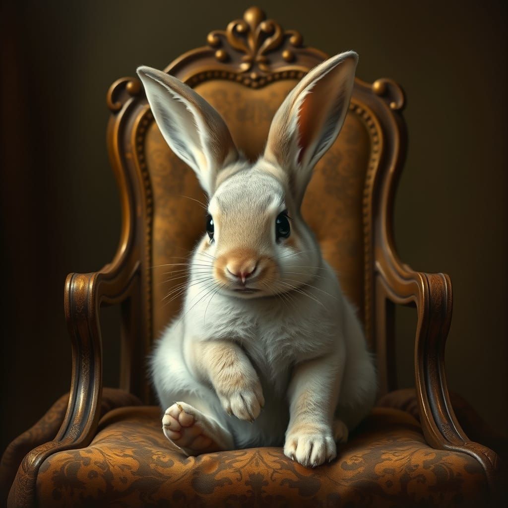 Baby bunny in the style of Leonardo da Vinci Mona Lisa 