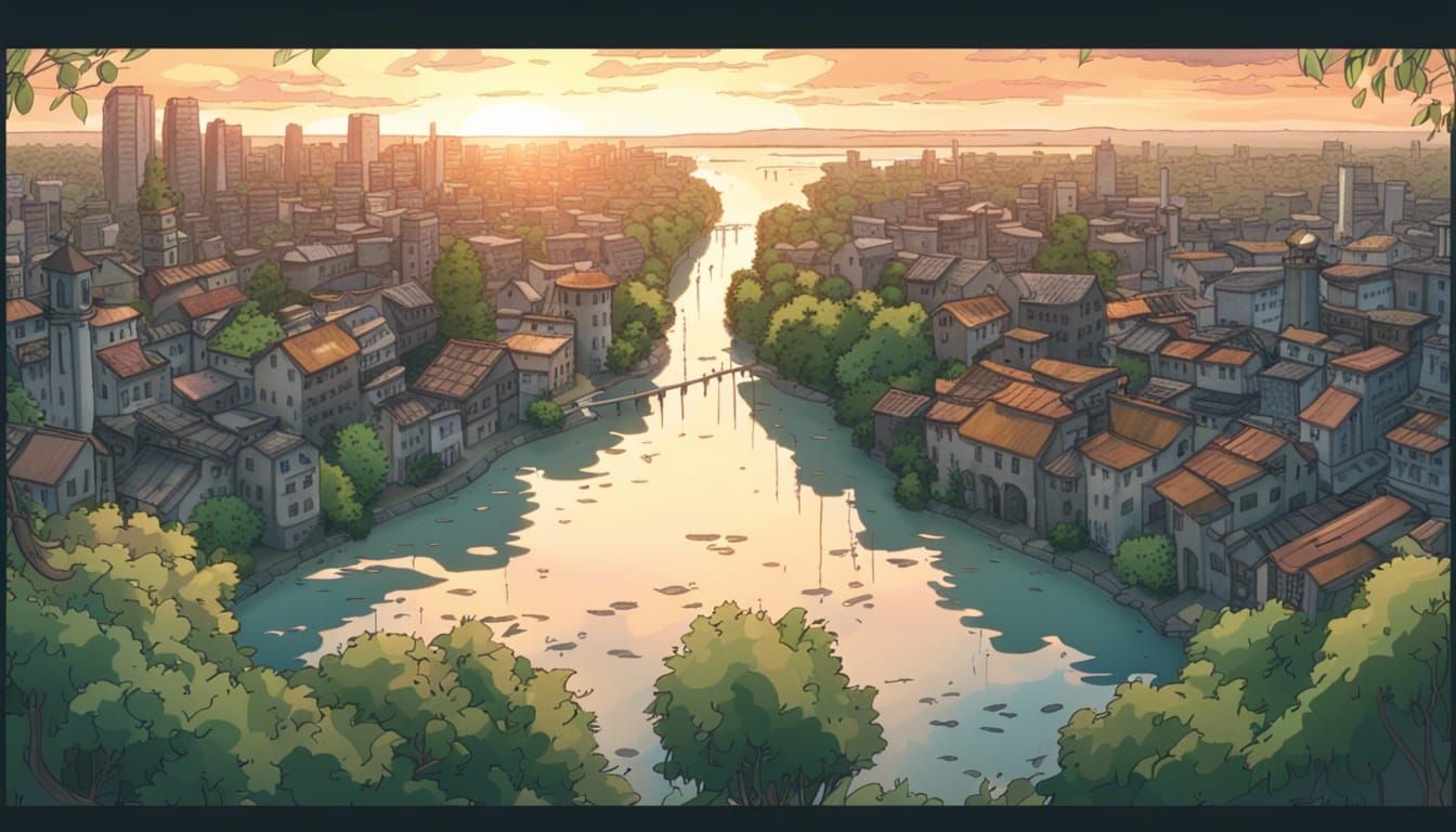 a beautiful japanese tokyo city town in the evening. houses at the street.  anime comics artstyle. cozy lofi asian architecture. 16:9 4k resolution.  Generative AI