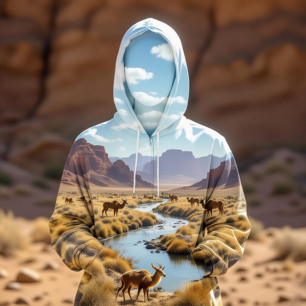 Transparent Flute Player Reveals Pastoral Scene