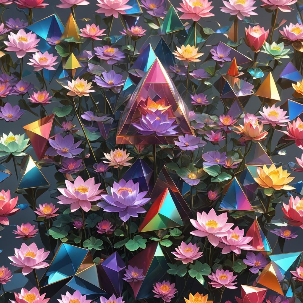 Rainbow Prism Lotus: 3D Anime Concept Art