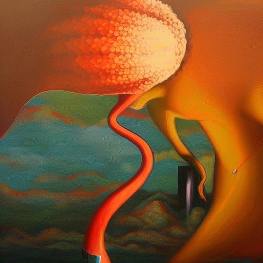 A colorful surreal precisionist chiaroscuro painting of The Liminal ...