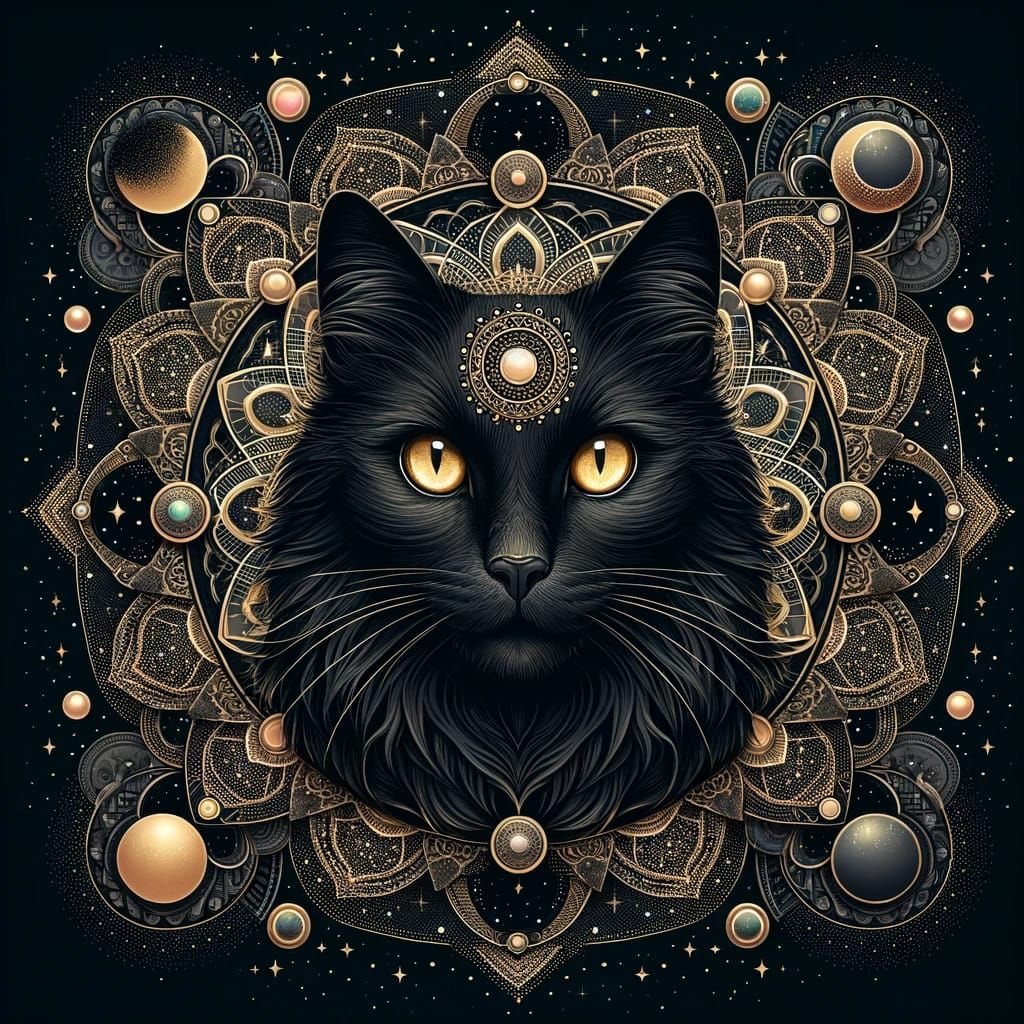 Black Cat Mystical Mandala