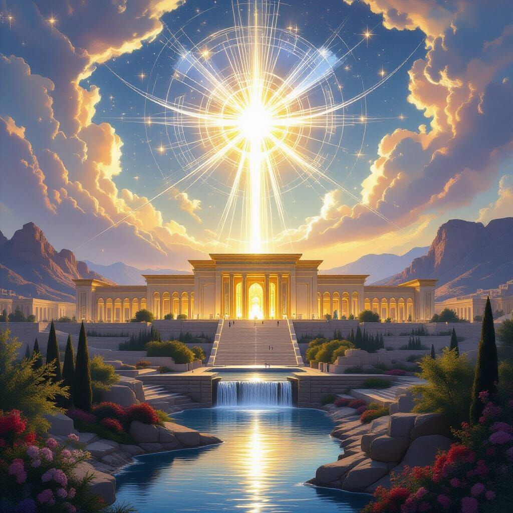 Luminous Third Temple on Mount Moriah in Epic Style