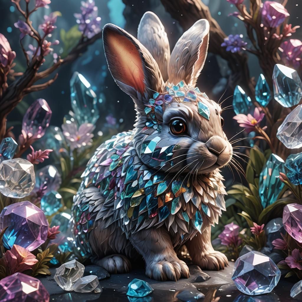Beautiful realistic crystal bunny