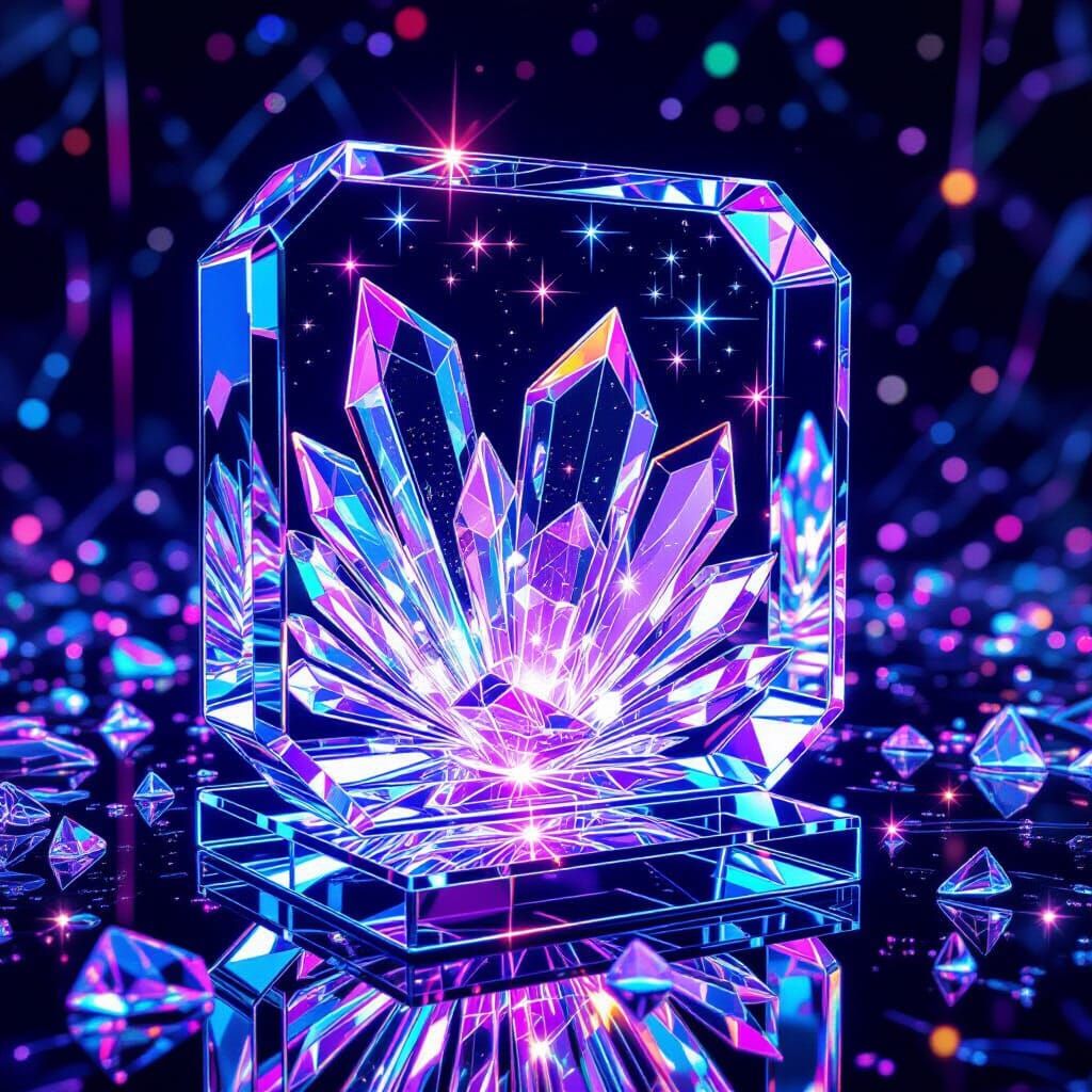 Kaleidoscopic Glass Computer with Neon Accents