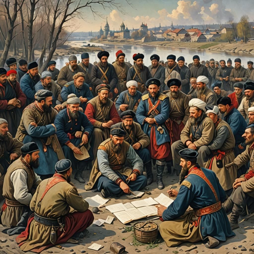 The Zaporozhian Cossacks gathered on the banks of the Kuban ...