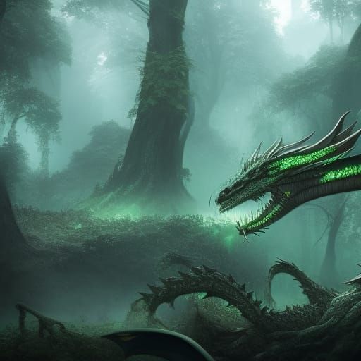 Dragon on misty night - AI Generated Artwork - NightCafe Creator